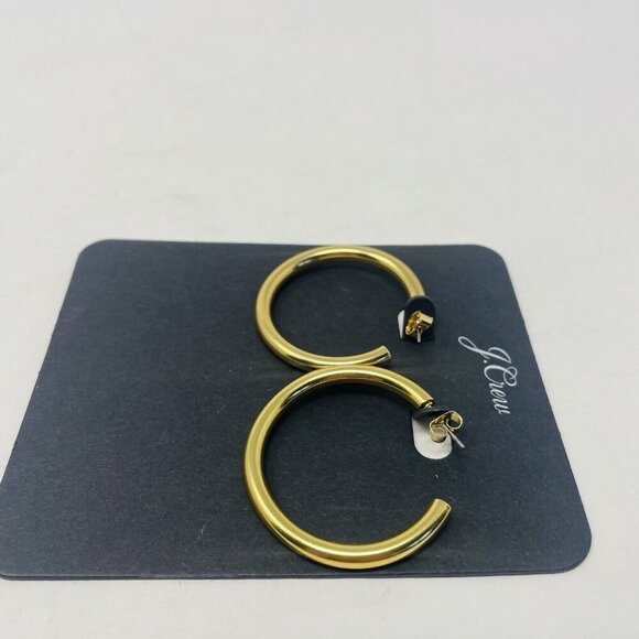 J Crew Womens One Size Tube Hoop Earrings in Matte Burnished Gold M0482 - Picture 4 of 6
